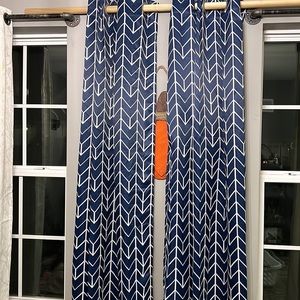 blue and white chevron blackout curtains